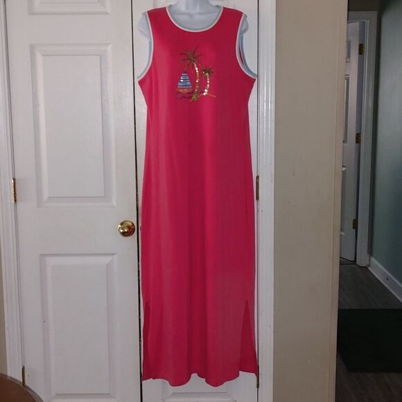 I In the Loop Dresses & Skirts - I In the Loop sleeveless maxi sailboat palm tree beach cruise dress  Sz L